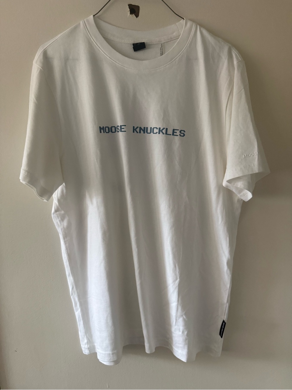 Moose Knuckles New (without tags)White T-Shirt with Blue Logo